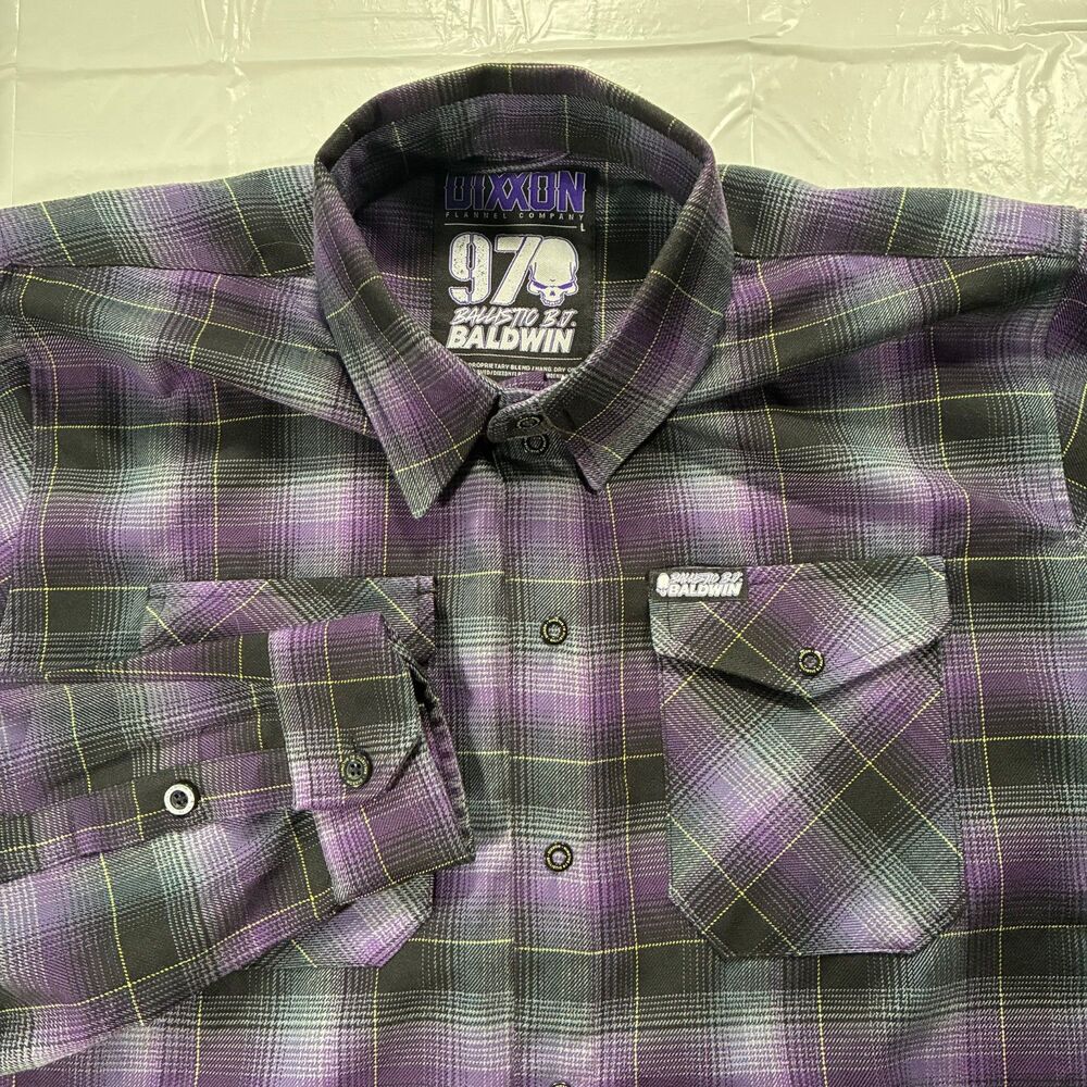 Dixxon Ballistic B.T. Baldwin Men's Large Plaid Flannel Button-Up Long Sleeve